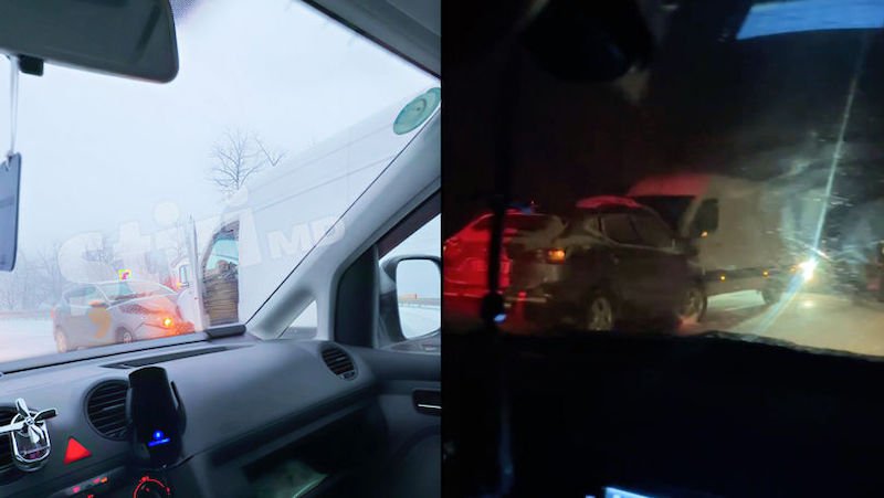 Accident la Bucovăț, Strășeni: Drumuri naționale necurățate, zeci de mașini derapate