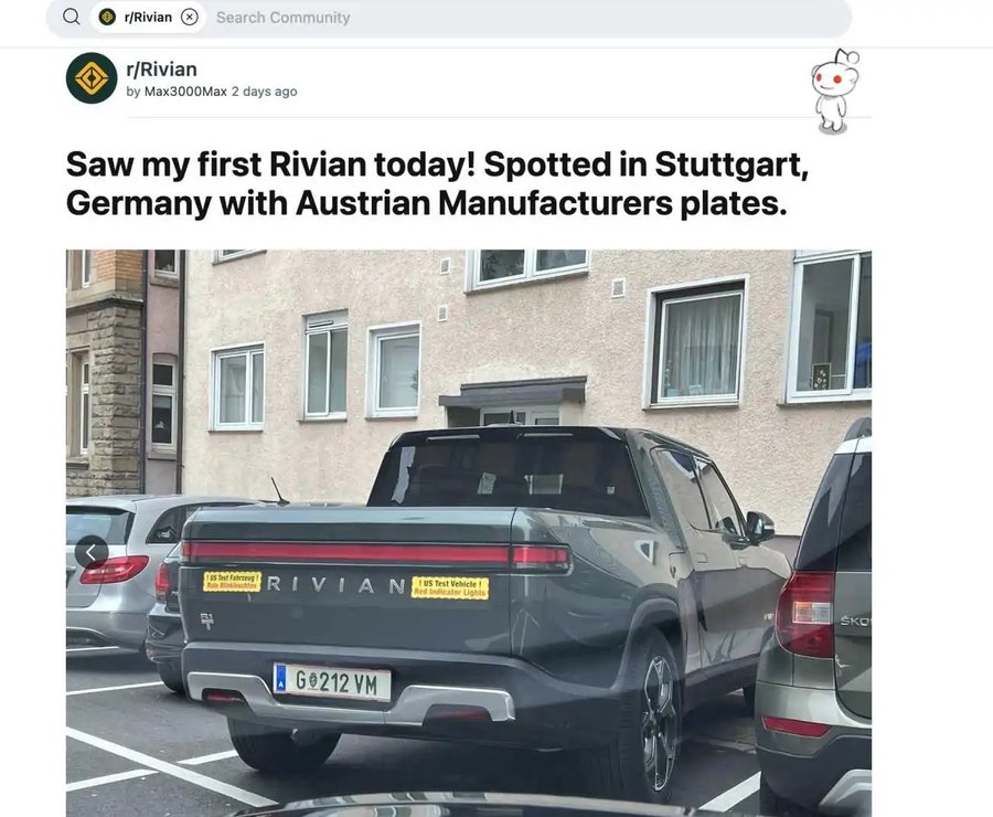 Rivian R1T Spotted In Germany With Austrian Manufacturer's Plates