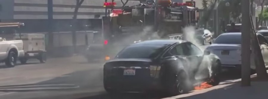 Hollywood couple's Tesla Model S burns ‘out of the blue’ in video