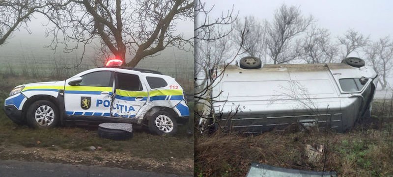 Accident cu implicarea unei mașini de Poliție, la Ceadâr-Lunga. Oamenii legii, răniți