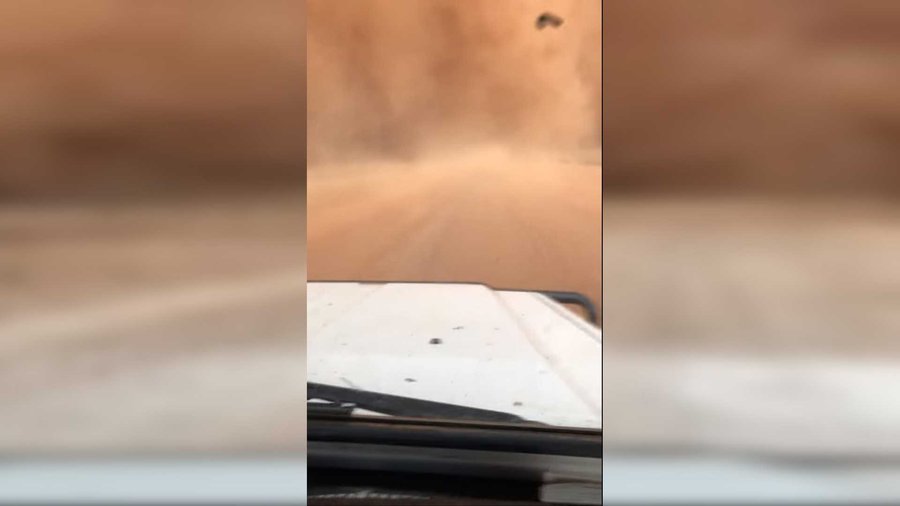 Seeing This Toyota Drive Into A Dust Storm Is Downright Scary