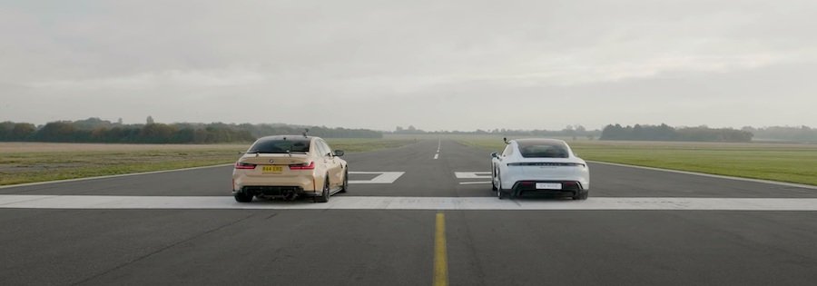600-HP Tuned BMW M3 Drag Races Porsche Taycan Turbo S To Prove a Point