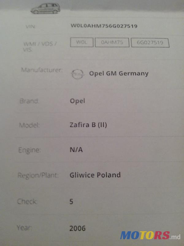 2006' Opel Zafira photo #3