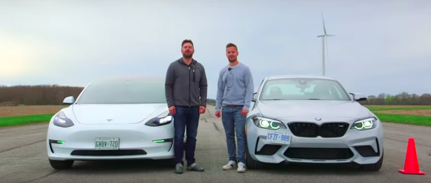 Watch A BMW M2 Competition Drag Race A Tesla Model 3