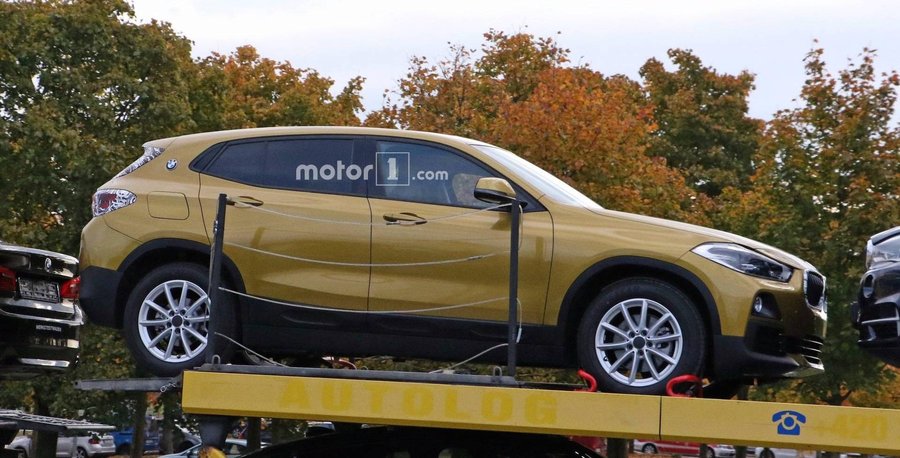 BMW X2 spied in gleaming lime gold paint