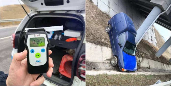 O mașină a fost răpită la Fălești: Șoferul, prins beat după ce a derapat de pe traseu