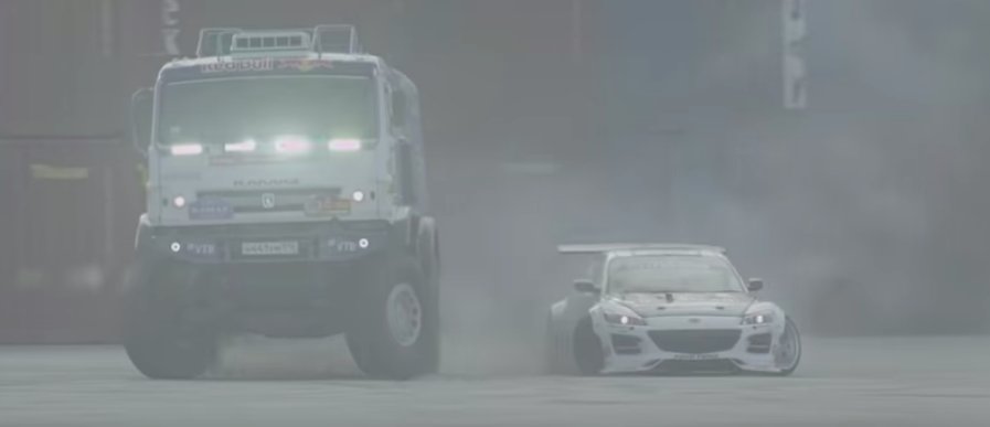 Mazda RX-8 And Kamaz Dakar Truck Form Unusual Drift Team