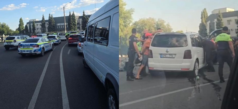 Urmărire cu aproape 10 mașini de poliție, încheiată cu un accident pe strada Albișoara