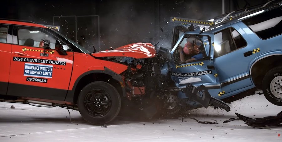 2026 vs. 1996 Chevrolet Blazer IIHS crash test