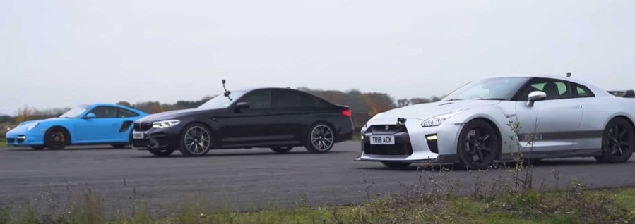 BMW M5 Competition Drag Races Tuned 911 Turbo, Nissan GT-R