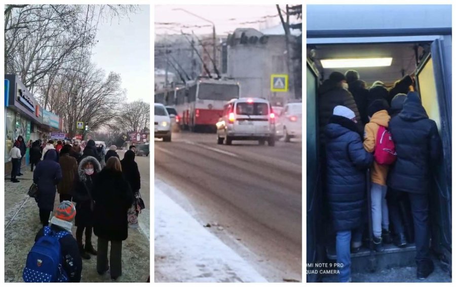 В утренний час пик и мороз в Бельцах встали все троллейбусы