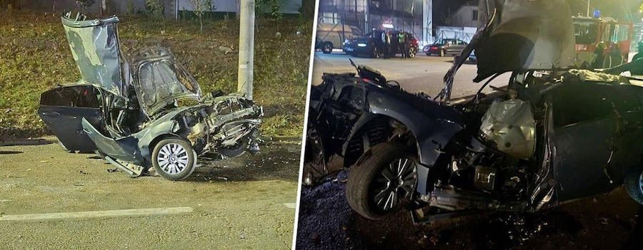 На Мунчештском шоссе произошло ДТП: водитель скрывался от полиции и врезался в столб