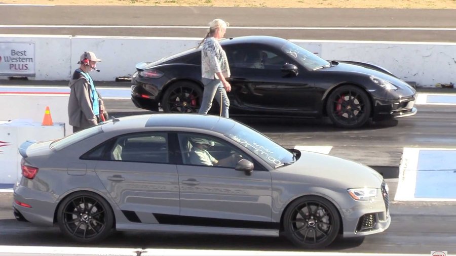 Audi RS3 Takes On German Rival Porsche 718 Cayman In A Drag Race