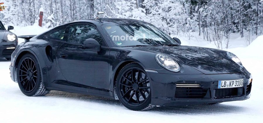 Porsche Spied Testing Mission E And 911 On Snowy Road