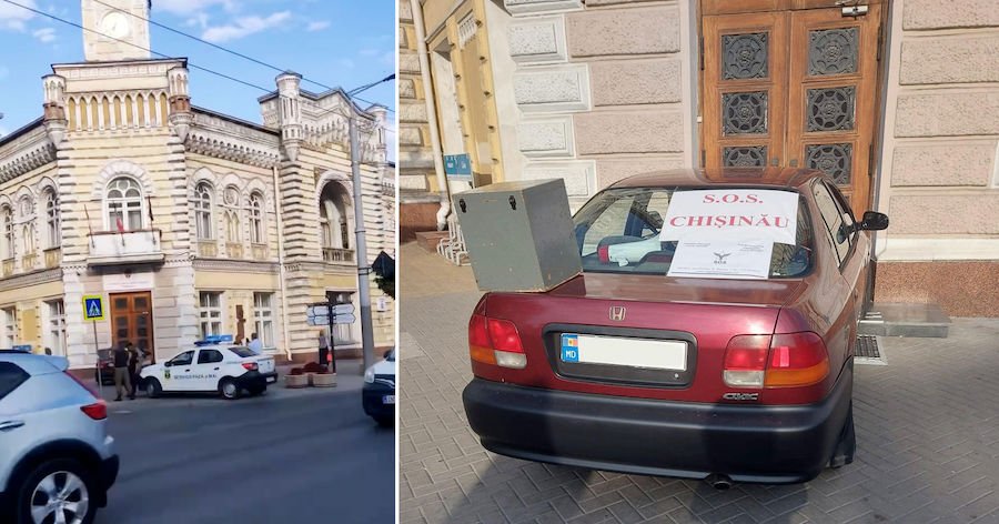 Водитель заблокировал автомобилем главный вход в здание примэрии Кишинева