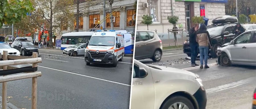 В ДТП в центре Кишинева столкнулись три автомобиля: есть пострадавшие